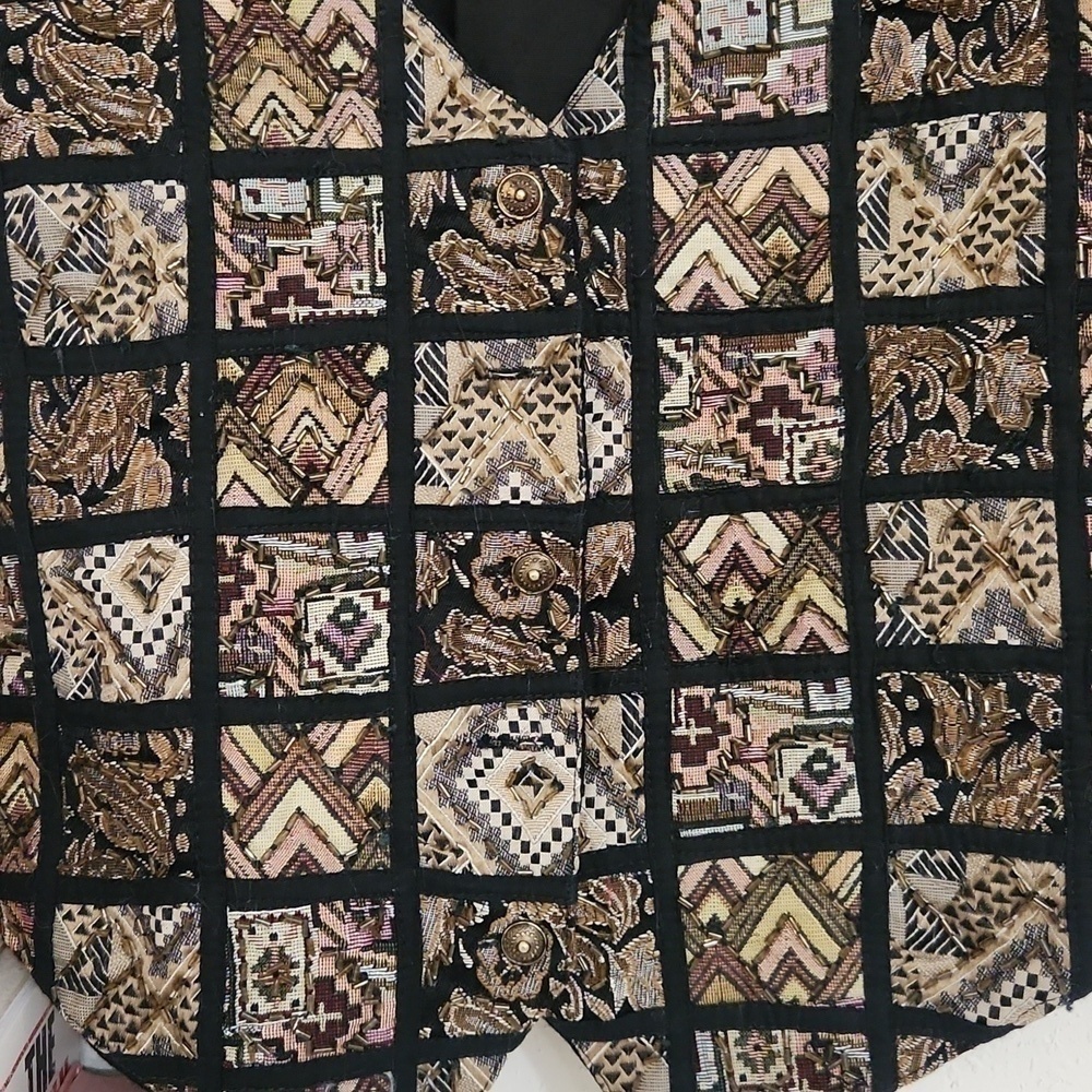 Vintage Beaded Vest Jane Ashley Size Large Retro Glam Maximalist Collegiate - Picture 3 of 9